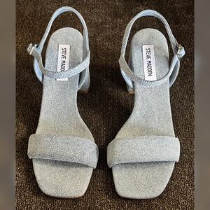 Steve Madden Women's Mareena Denim Square Toe Heeled Sandals- Size 8M